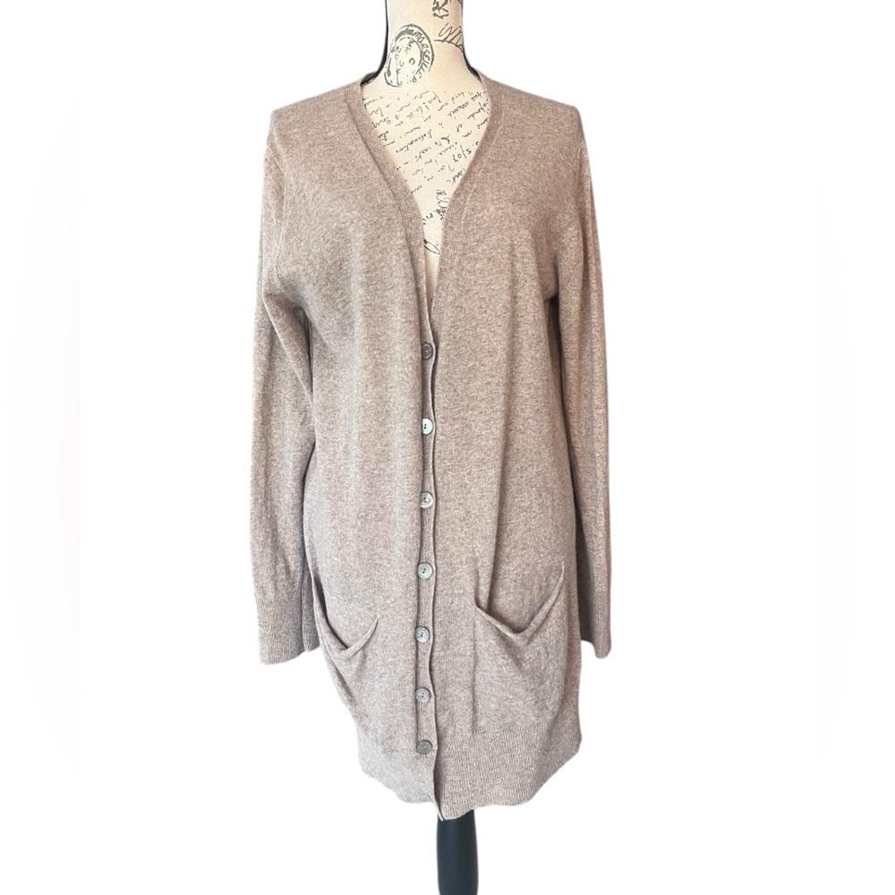 Benetton Women's Tan Cardigan lambswool and nylon Sweater size Medium